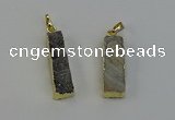 NGP6497 9*35mm - 10*30mm rectangle plated druzy agate pendants