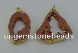 NGP6502 30*40mm - 35*45mm freeform plated druzy agate pendants