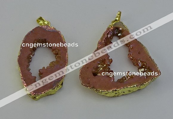 NGP6502 30*40mm - 35*45mm freeform plated druzy agate pendants