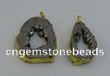 NGP6506 30*40mm - 35*45mm freeform plated druzy agate pendants