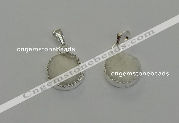 NGP6508 15mm - 16mm coin druzy agate pendants wholesale