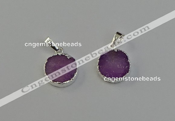 NGP6510 15mm - 16mm coin druzy agate pendants wholesale