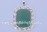 NGP652 5pcs 38*40mm rectangle brass with green aventurine pendants