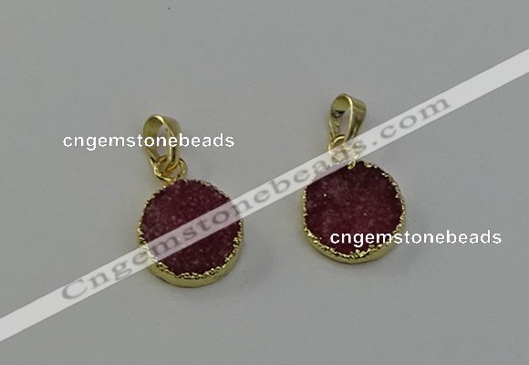 NGP6522 15mm - 16mm coin druzy agate pendants wholesale