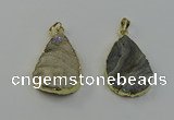 NGP6550 25*35mm - 25*40mm teardrop plated druzy agate pendants