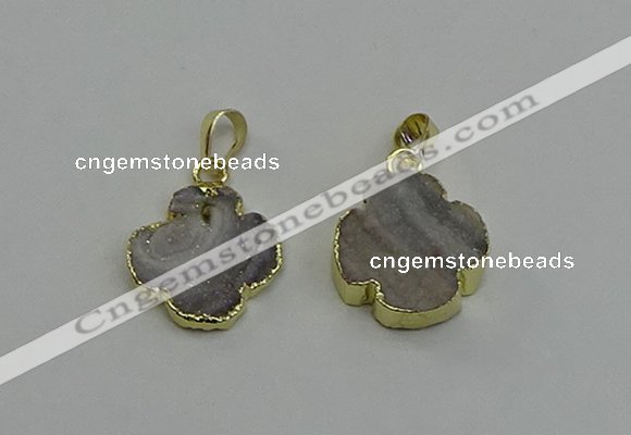 NGP6554 20*20mm - 22*22mm flower druzy agate pendants