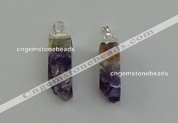 NGP6556 10*20mm - 11*30mm sticks druzy amethyst pendants