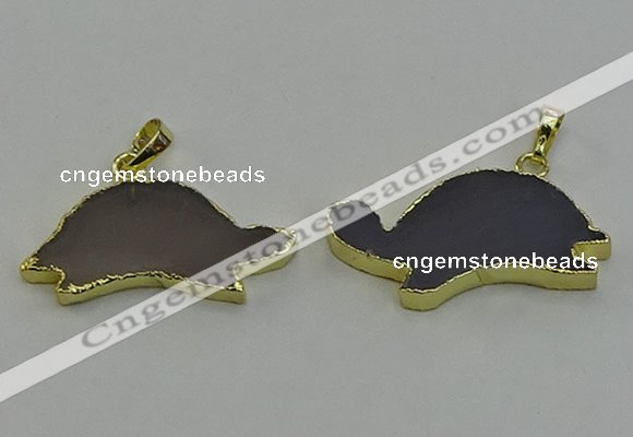 NGP6558 16*38mm - 18*40mm tortoise agate gemstone pendants