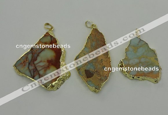 NGP6561 30*40mm - 45*55mm freeform serpentine jasper pendants