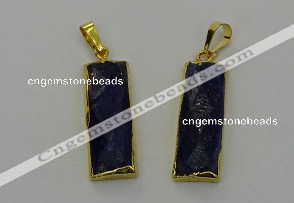 NGP6567 14*30mm - 15*38mm faceted rectangle lapis lazuli pendants