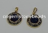 NGP6586 22mm - 22mm coin plated druzy agate gemstone pendants