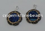 NGP6595 28mm - 30mm flower plated druzy agate gemstone pendants