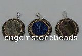 NGP6598 28mm - 30mm flower plated druzy agate gemstone pendants