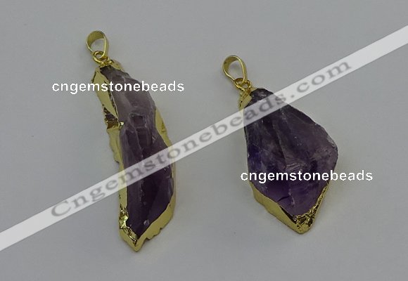 NGP6602 15*50mm - 25*45mm freeform druzy amethyst pendants