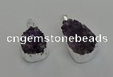 NGP6604 20*25mm - 20*30mm freeform druzy amethyst pendants