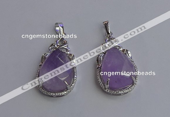 NGP6608 22*30mm faceted teardrop light amethyst gemstone pendants