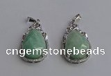 NGP6615 22*30mm faceted teardrop amazonite gemstone pendants