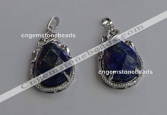 NGP6623 22*30mm faceted teardrop lapis lazuli gemstone pendants