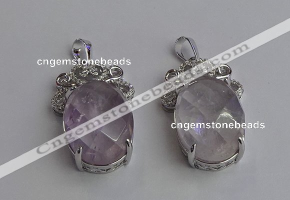 NGP6628 18*25mm faceted oval white crystal gemstone pendants