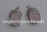 NGP6629 18*25mm faceted oval rose quartz gemstone pendants
