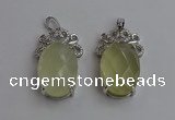 NGP6633 18*25mm faceted oval lemon quartz gemstone pendants