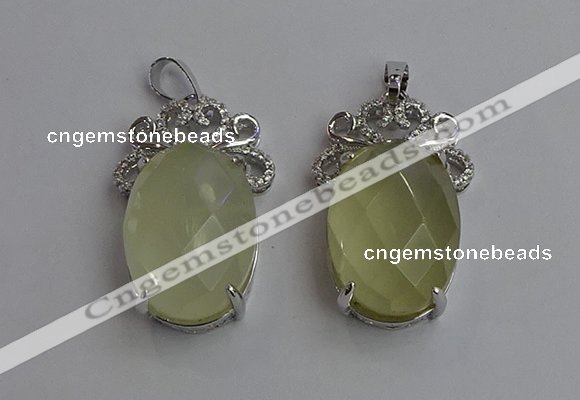 NGP6633 18*25mm faceted oval lemon quartz gemstone pendants