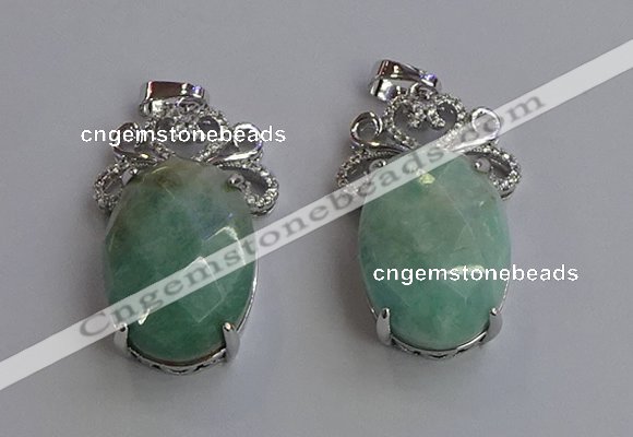 NGP6636 18*25mm faceted oval amazonite gemstone pendants