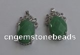 NGP6638 18*25mm faceted oval green aventurine gemstone pendants