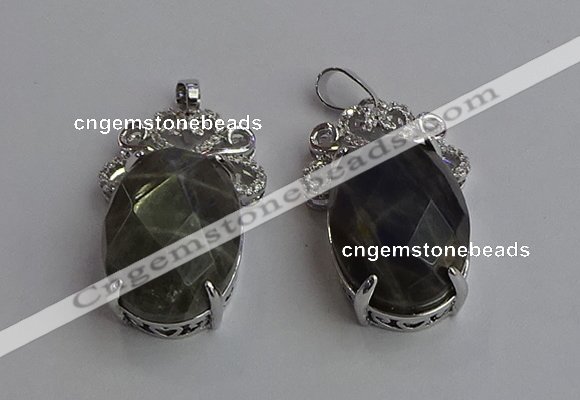 NGP6640 18*25mm faceted oval labradorite gemstone pendants