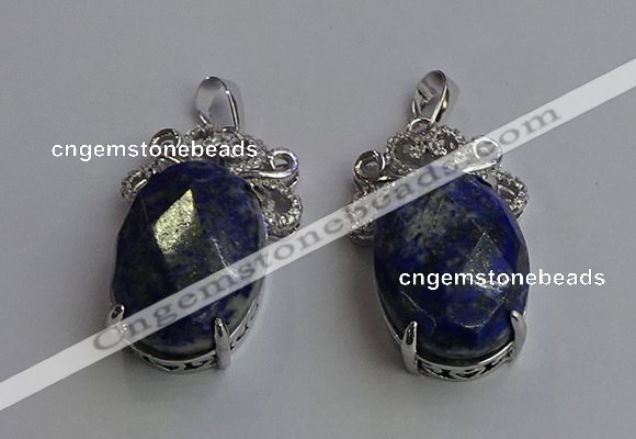 NGP6643 18*25mm faceted oval lapis lazuli gemstone pendants