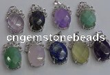 NGP6645 18*25mm faceted oval mixed gemstone pendants wholesale