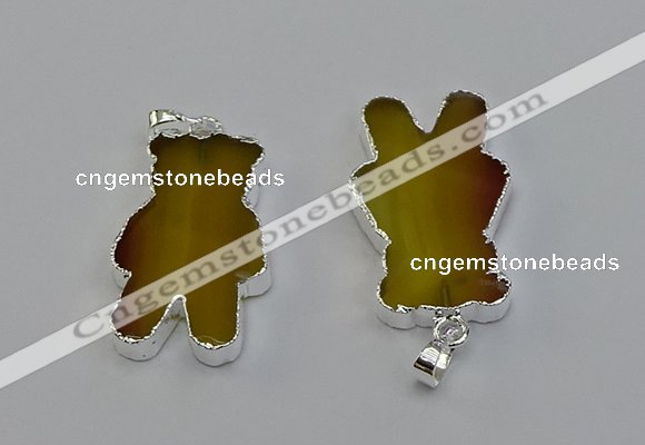 NGP6652 22*38mm Animal or V-shaped agate gemstone pendants