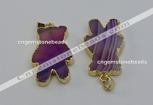 NGP6661 22*38mm Animal or V-shaped agate gemstone pendants