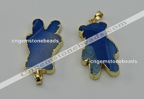 NGP6663 22*38mm Animal or V-shaped agate gemstone pendants