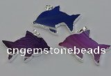 NGP6675 28*42mm - 30*45mm dolphin agate gemstone pendants