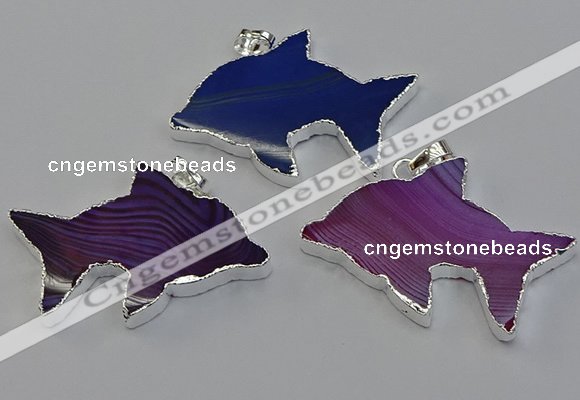 NGP6675 28*42mm - 30*45mm dolphin agate gemstone pendants