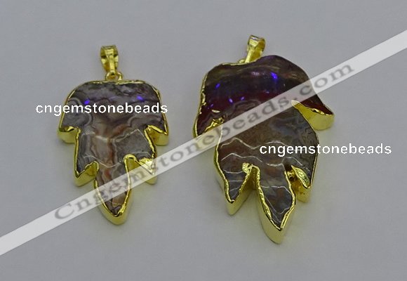 NGP6689 25*30mm - 30*40mm leaf agate gemstone pendants wholesale