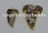 NGP6691 25*30mm - 30*40mm tooth agate gemstone pendants wholesale