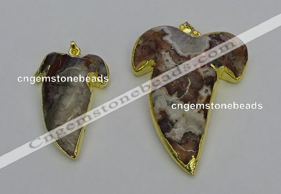 NGP6691 25*30mm - 30*40mm tooth agate gemstone pendants wholesale