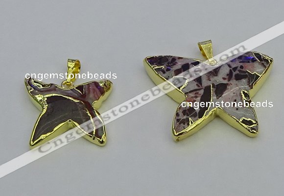 NGP6699 20*25mm - 30*40mm butterfly agate gemstone pendants