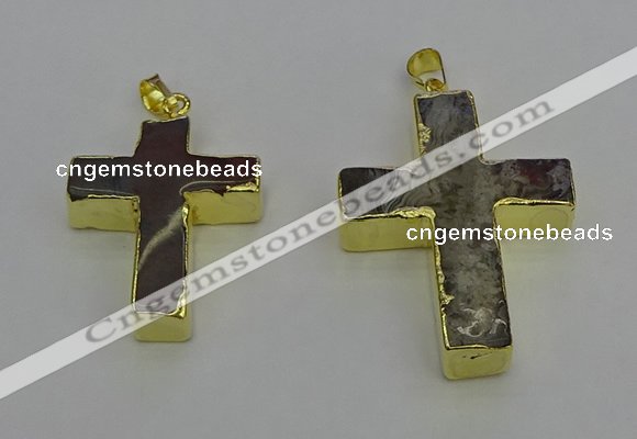 NGP6707 25*30mm - 30*40mm cross agate gemstone pendants