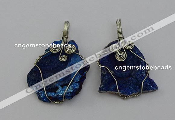 NGP6719 30*40mm - 40*55mm freeform plated druzy agate pendants