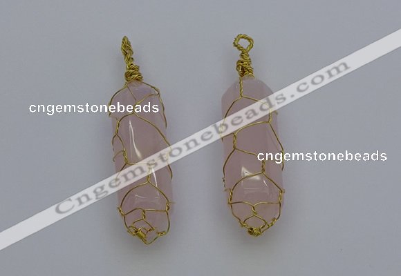 NGP6731 13*40mm sticks rose quartz gemstone pendants wholesale