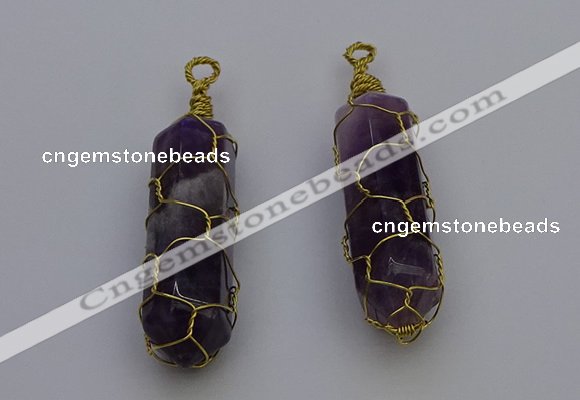 NGP6735 13*40mm sticks amethyst gemstone pendants wholesale