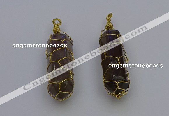 NGP6737 13*40mm sticks smoky quartz gemstone pendants wholesale