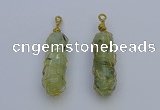 NGP6741 13*40mm sticks green rutilated quartz gemstone pendants