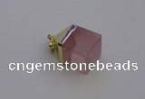 NGP6761 15*22mm cube rose quartz gemstone pendants wholesale