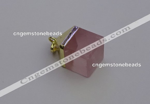 NGP6761 15*22mm cube rose quartz gemstone pendants wholesale