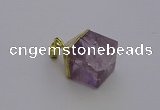 NGP6765 15*22mm cube light amethyst gemstone pendants wholesale