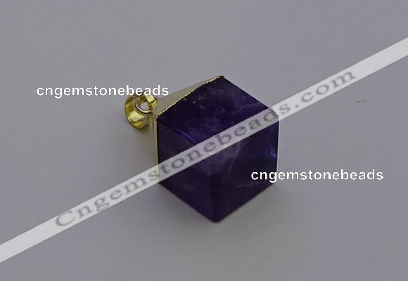 NGP6766 15*22mm cube amethyst gemstone pendants wholesale